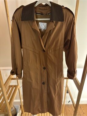 Gantos Tan Trench Coat with Dark Brown Leather Collar